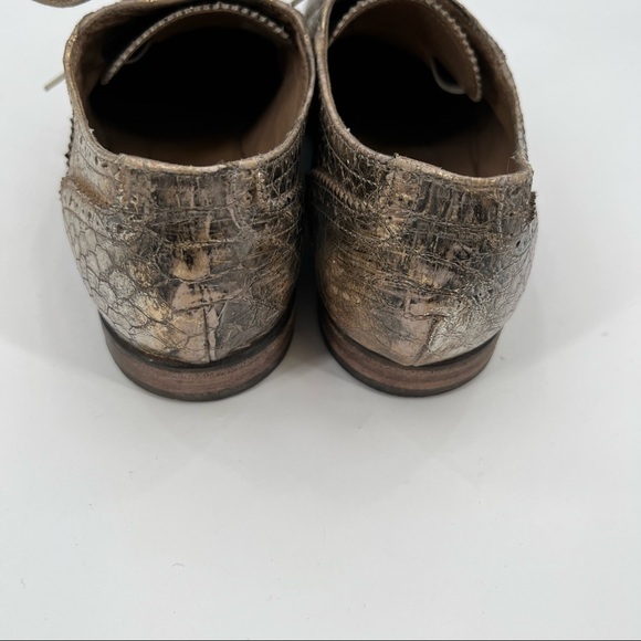 GARRICE gold leather snake print Oxford shoes - Picture 5 of 8